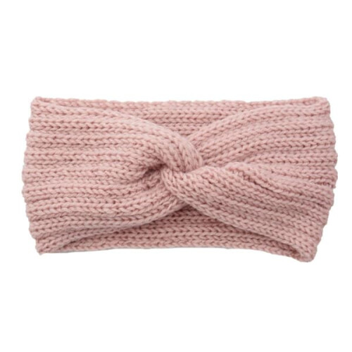 Knitted headband boho pink one size
