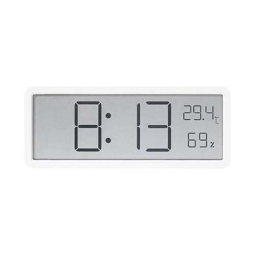 Digital Wall Clock with Humidity Display White