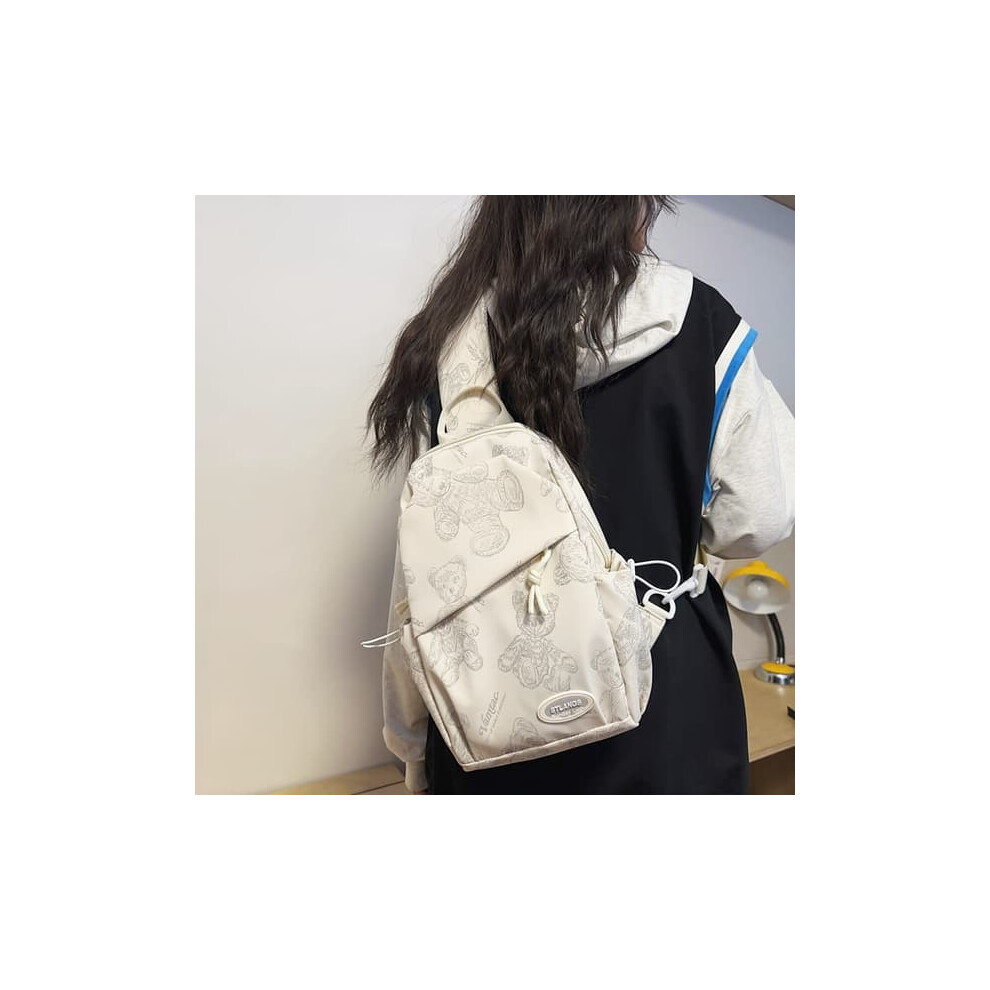 Beige chest bag for women, crossbody, small