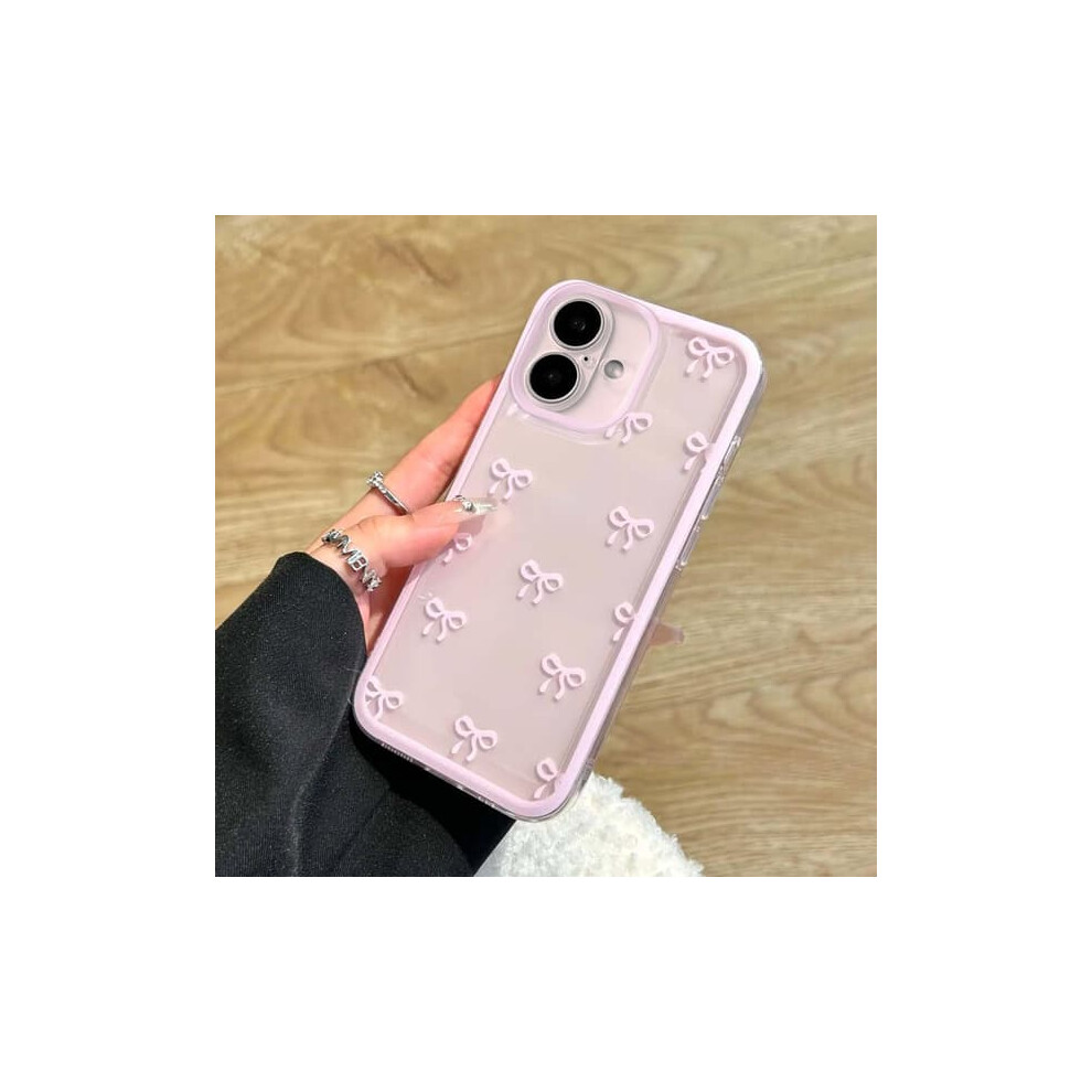 Iphone 16 Plus Transparent Case With Ribbon Bow And Pink 962029310273