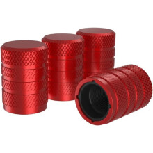 Aluminum Tire Valve Caps Red Corrosion-Resistant 4-Pack