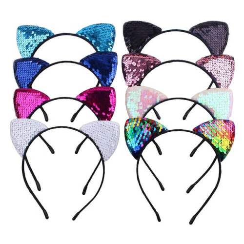 Cat Ears Hairbands Reversible Shiny Sequin 2 pcs