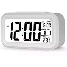 LED Digital Alarm Clock Battery Operated White