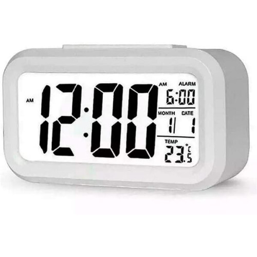 LED Digital Alarm Clock Battery Operated White