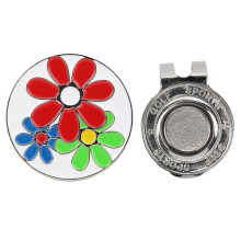 Magnetic golf ball marker with gold plating, 3-flower design