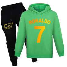 Boys Ronaldo Print Hoodie and Pants Set Green 160 cm