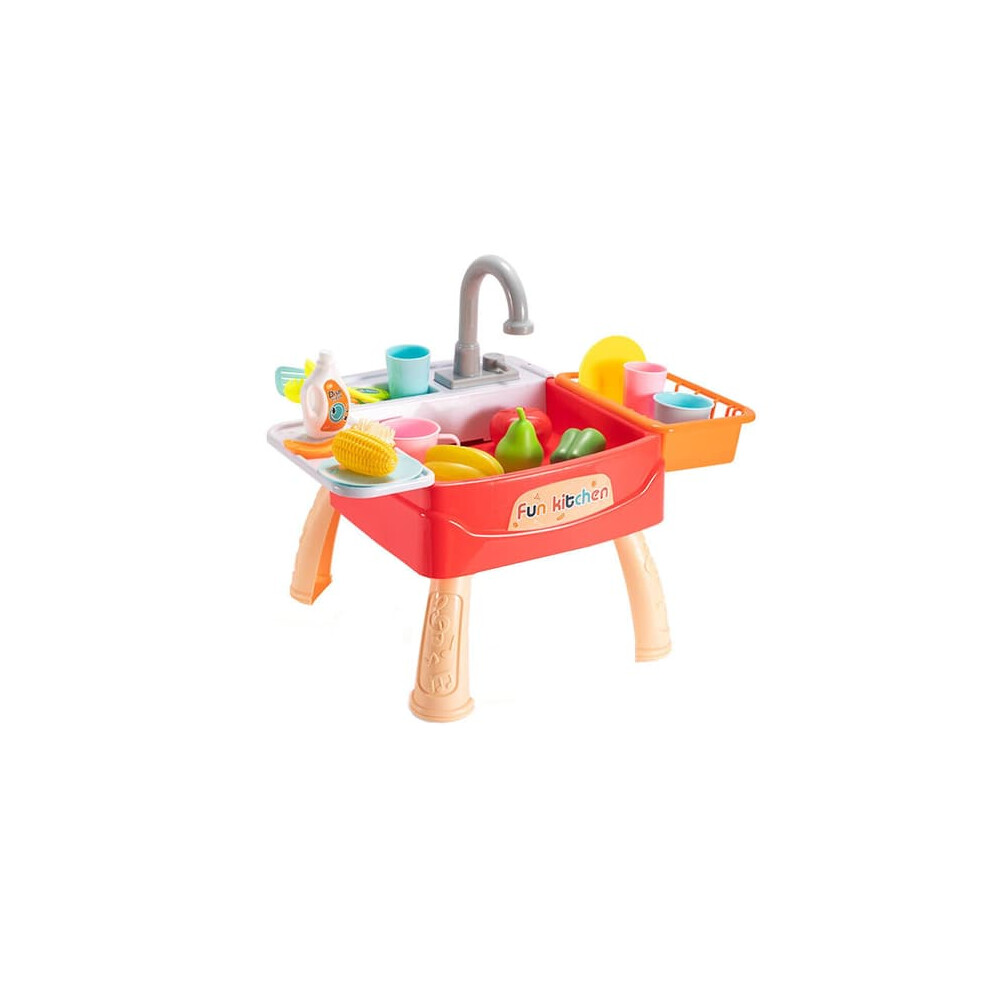 Play Kitchen Sink Toy with Electric Dishwasher and Running