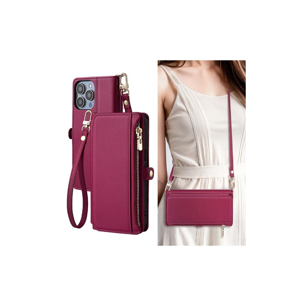 Iphone 14 Plus Wallet Case With Card Slot And Burgundy 962029292746