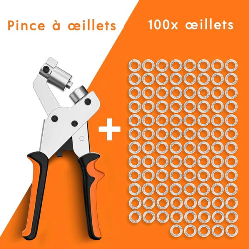 Eyelet Pliers with 100 Eyelets 10 mm Inner Diameter