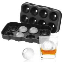 Moule à glaçons en silicone, boules de glace rondes, lot de 8, noir