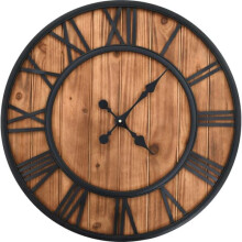 Vintage quartz wall clock wood metal 60 cm