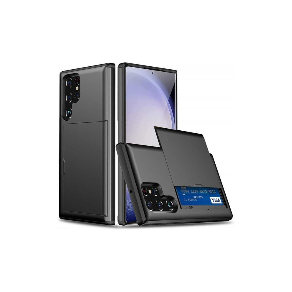 Samsung S24 Ultra Shockproof Case With Card Slot Black 962125827057