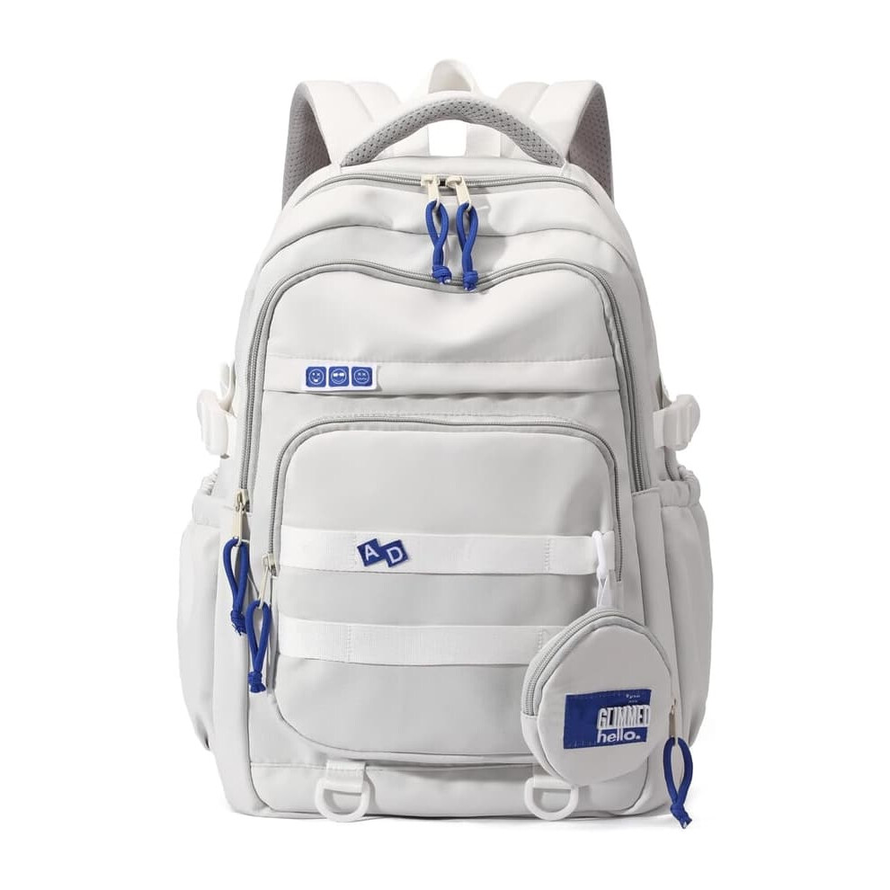 Aesthetic Grey Backpack for Middle School Girls Lightweight
