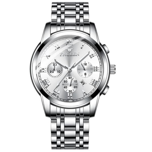 Men's wristwatch with silver bracelet