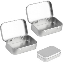 Small rectangular tin storage boxes with lids 2 pcs