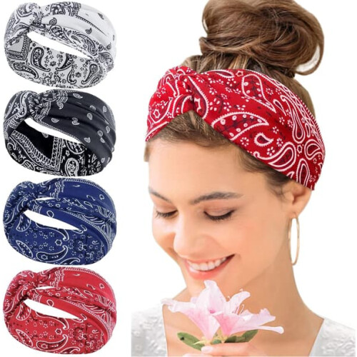 Women's boho flower headbands set of 4