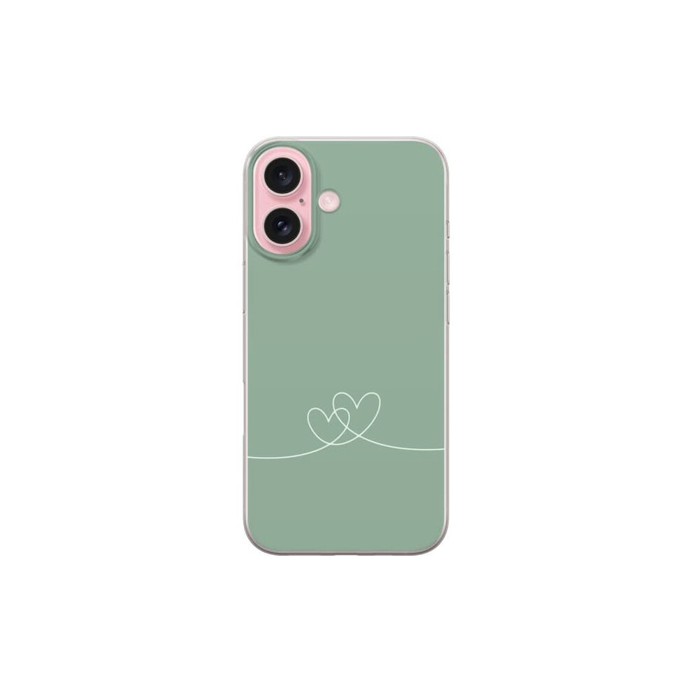 Iphone 16 Transparent Case Heart Design Green 962125827361