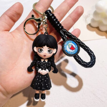Wednesday Adams Schlüsselanhänger Puppe Horror Haustier Handpuppe Schlüsselanhänger Accessoire Taschenanhänger Geschenk für Jungen und Mädchen