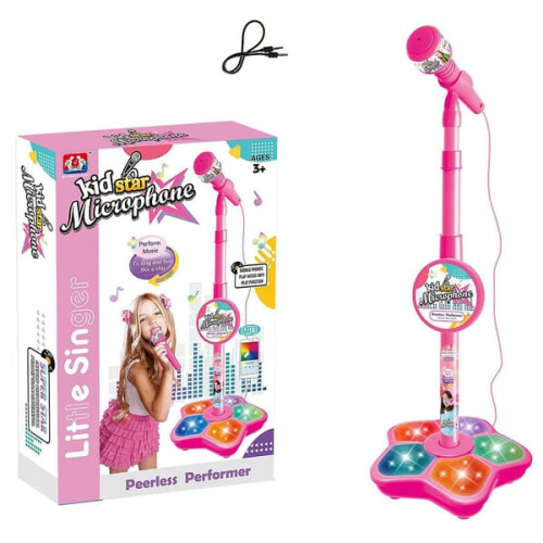Kids Electric Microphone with Adjustable Stand and Lights