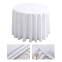Nappe ronde en polyester, lavable en machine - Blanche 260 cm