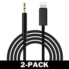 Cavo/adattatore da Lightning a AUX da 3,5 mm per auto, nero, confezione da 2,2 m