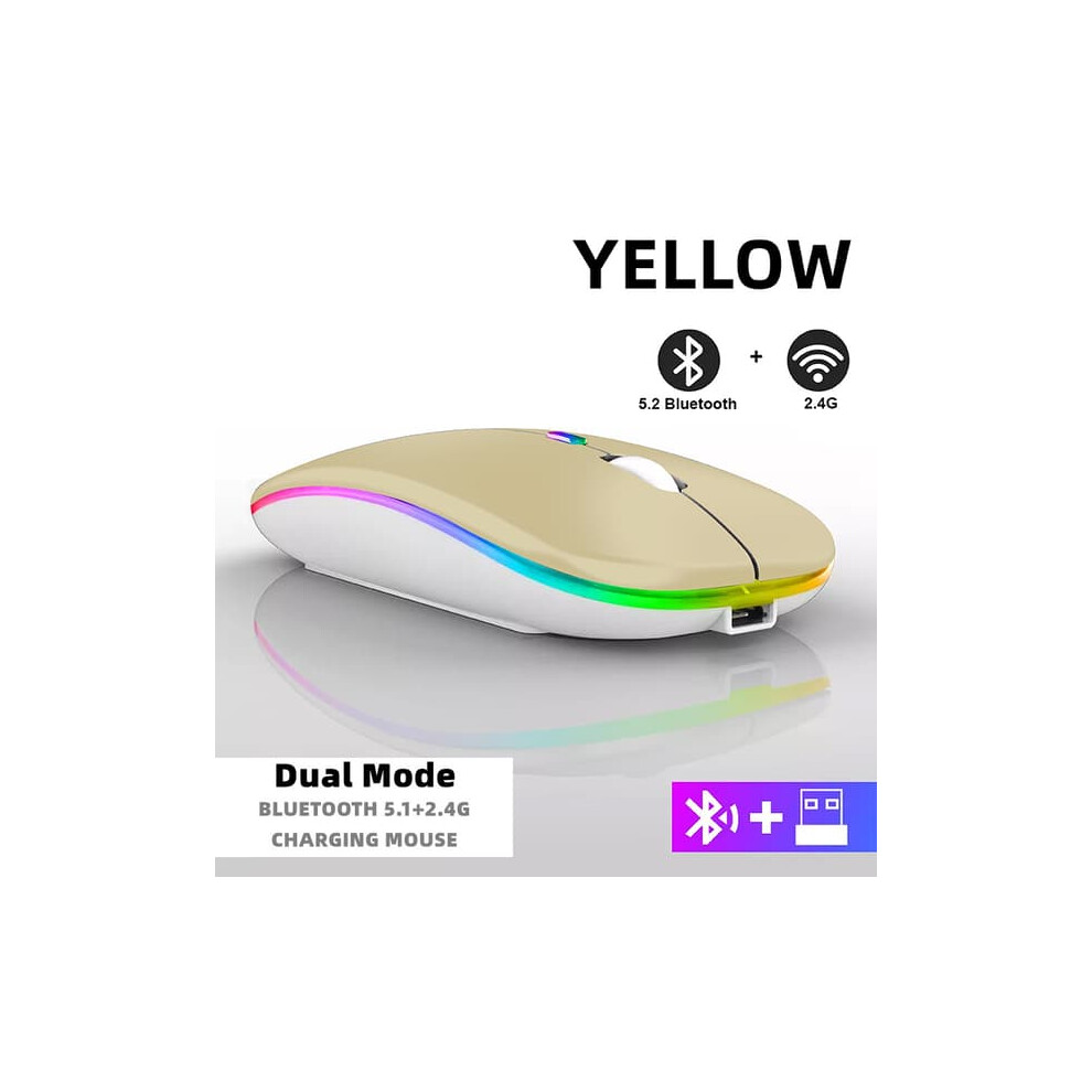 Wireless Rechargeable Mouse Bluetooth 2.4Ghz 1600Dpi Yellow 962125830194