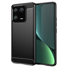 Capa para Xiaomi 13 Pro 5G com textura de aço escovado, preta.