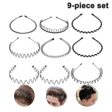 Unisex wavy metal headband non-slip elastic hair band
