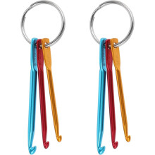 Kit de 6 porte-clés crochetés (3/4/5 mm) - Mini porte-clés créatifs en alliage de zinc - Outils pour le tricot et les loisirs créatifs