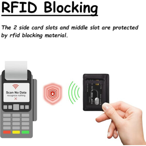 Portafoglio sottile da tasca frontale con blocco RFID per uomo e 2