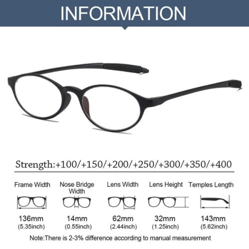 Runde Lesebrille mit Blaulichtfilter, Schwarz, 100 2