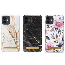 iPhone 11 tok márvány rózsaszín virágos védelemmel