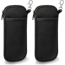 Glasses Case Double Soft Fabric with Carabiner 2-Pack