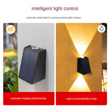 2LED Applique Murale ExtéRieure Solaire ImperméAble ÉClairage Ambiant ExtéRieur LumièRes Blanches Chaudes LumièRes de Jardin Applique Murale