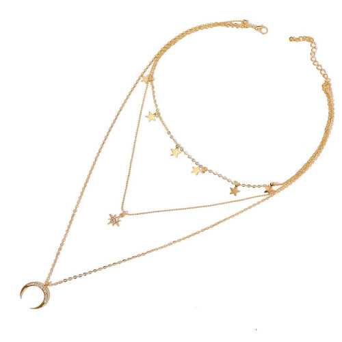 Κλείδα Lucky Star Vintage Μενταγιόν Τριών Επιπέδων Κολιέ με Αλυσίδα Αστέρια Μενταγιόν 2