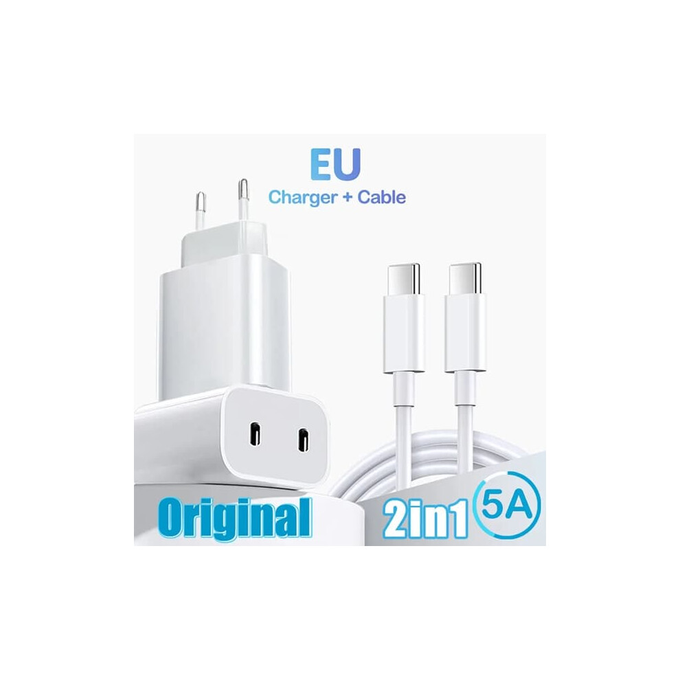 40W Dual Pd Wall Charger With Usb-C Cable Eu/Us Plug 962125832594
