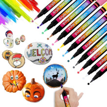Acrylic Paint Pen Permanent for Stone Wood DIY 12 Colors