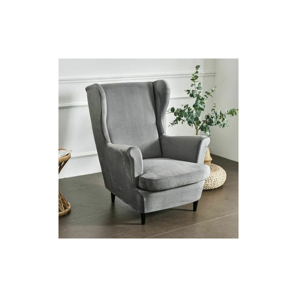 Stretch Wingback Armchair Slipcover For Strandmon Velvet 962029307327