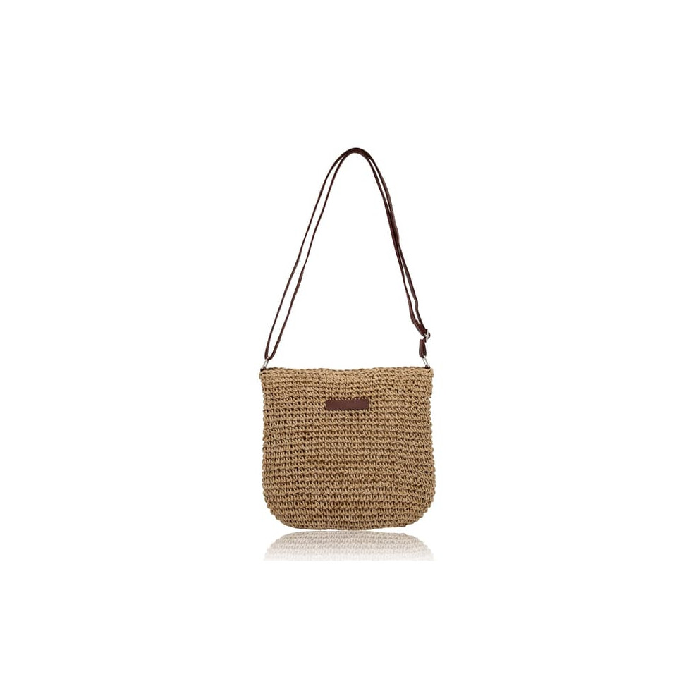 Straw Crossbody Bag For Women Khaki Boho Woven Small 962029305309