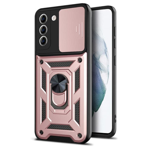 Samsung Galaxy S22armor-deksel med ringholder i roségull