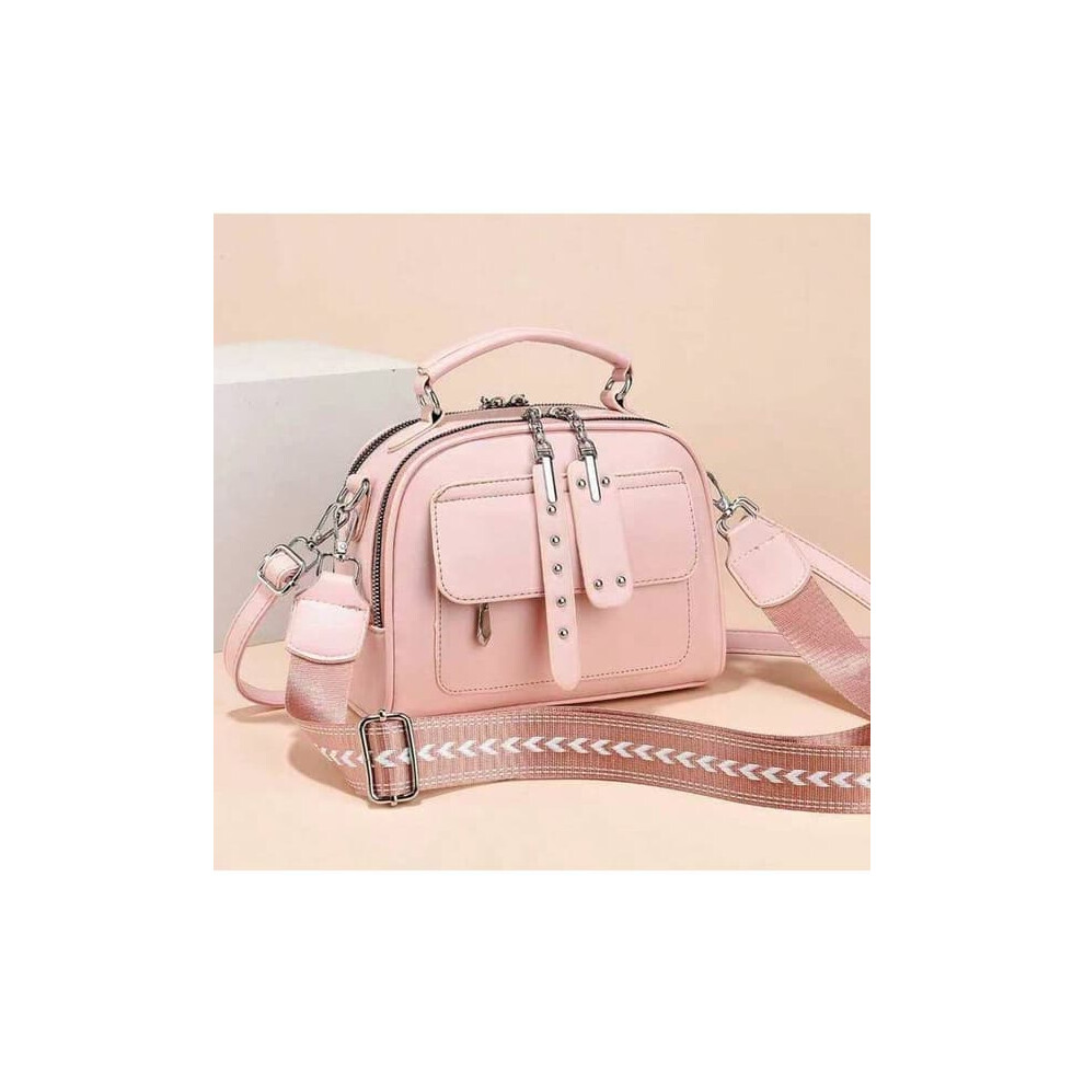 Women's Leather Shoulder Bag Rosa Small With Wide Strap Pink 962029305101