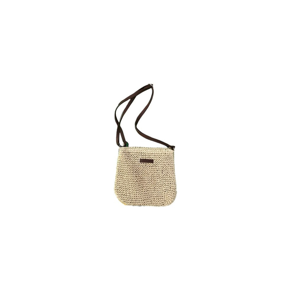 Straw Crossbody Bag For Women Off- Boho Woven White 962029305316