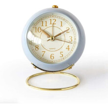 Retro Silent Alarm Clock with Night Light Blue