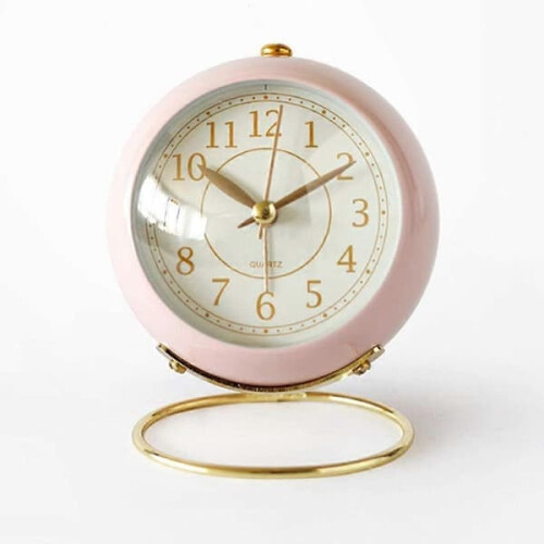 Retro Silent Alarm Clock with Night Light Pink
