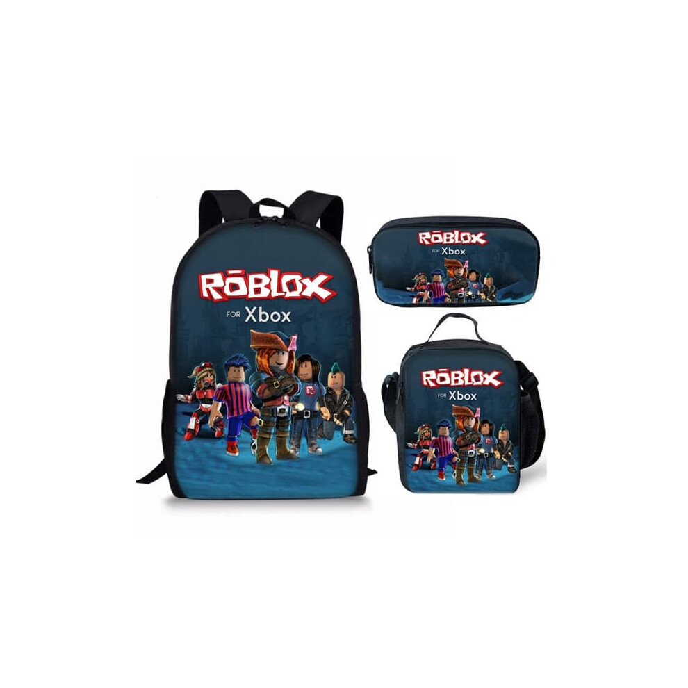 Roblox backpack school travel bag set 3 pieces black beige