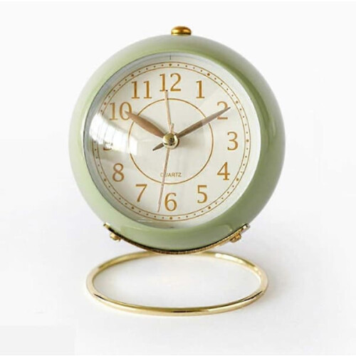 Retro Silent Alarm Clock with Night Light Green