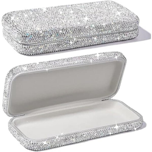 Glasses Case Hard Shell with Rhinestone Decor 1 Pack