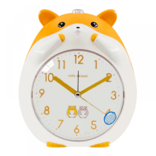 Cartoon Hamster Alarm Clock with Night Light Yellow