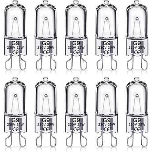 G9-Halogenlampen, 25 W, 230 V, 10er-Pack