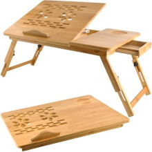 Bamboo Laptop Stand Adjustable Height and Angle